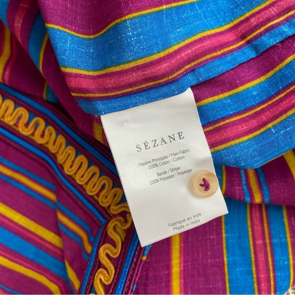 Sezane Odile Dress Rayure Multicolour Stripe size XS Cotton Embroidered - Picture 8 of 14